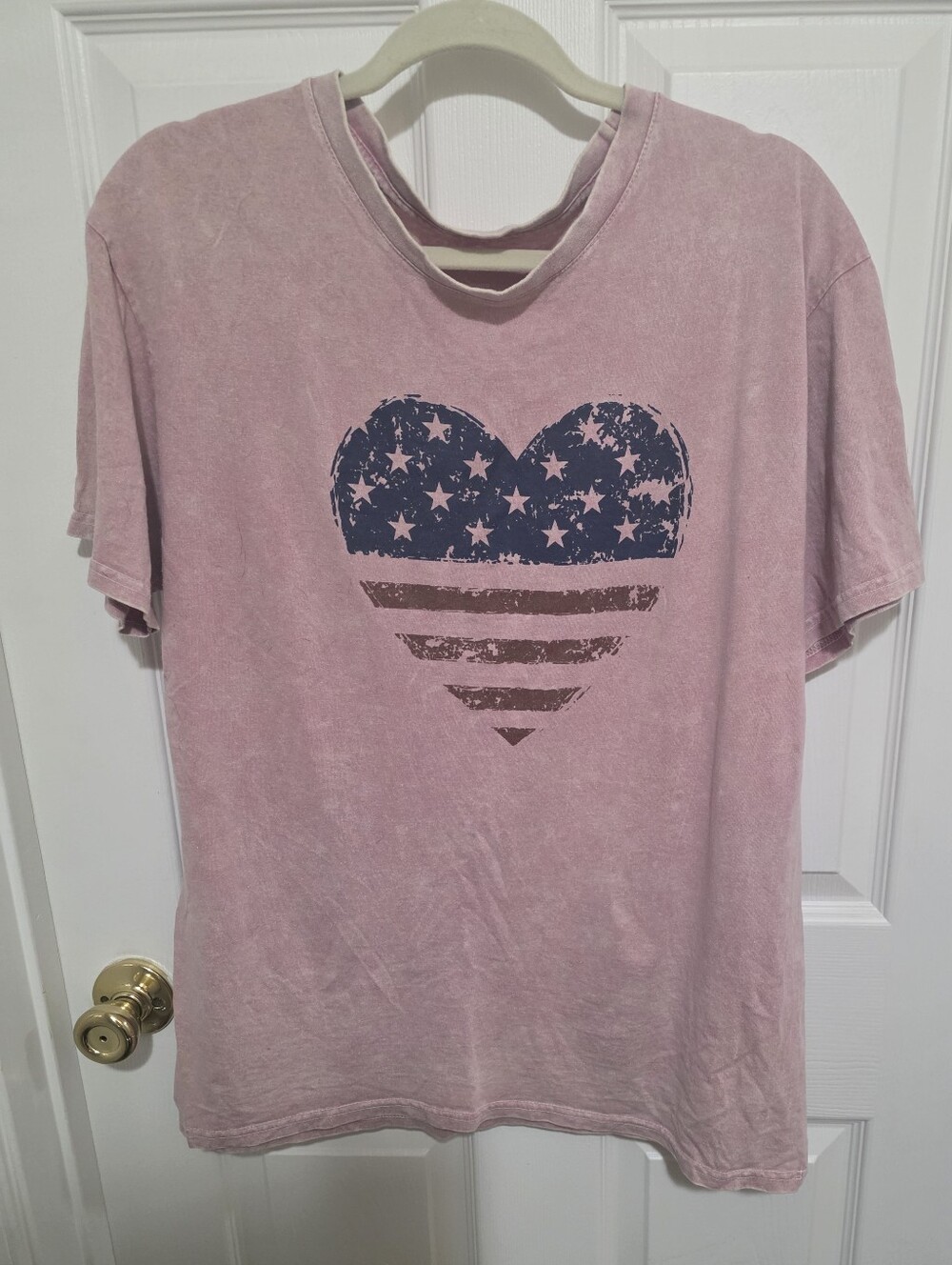 Maurices Pink Tee with Navy Star-Striped Heart Lg